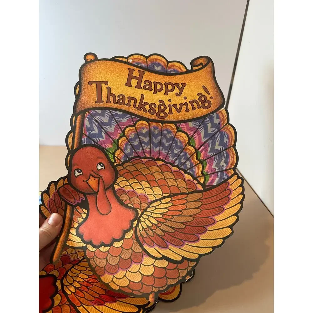 3 Vintage Thanksgiving Die Cut Turkeys Decoration Window Cutouts 1997 Beistle Co